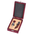 2 Piece Wine Tool Set In Red Wood Case